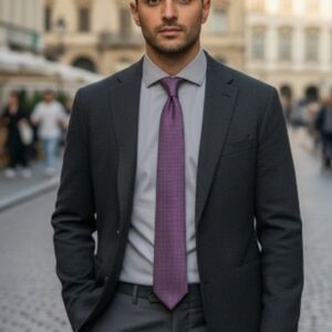 BURBERRY Authentic Bordeaux Silk Tie MADE IN ITALY